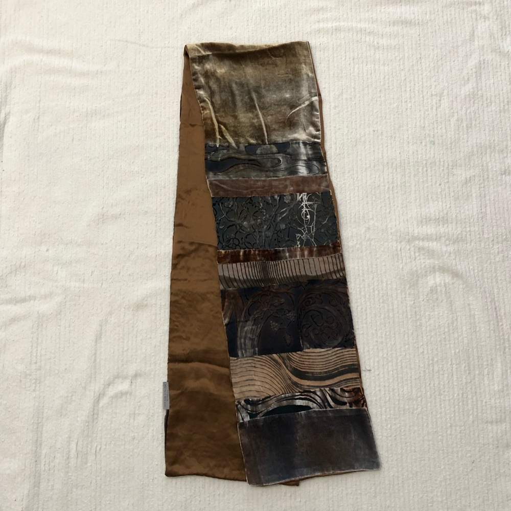 Kevin O’Brien | Brown Multi-Pattern Velvet Scarf